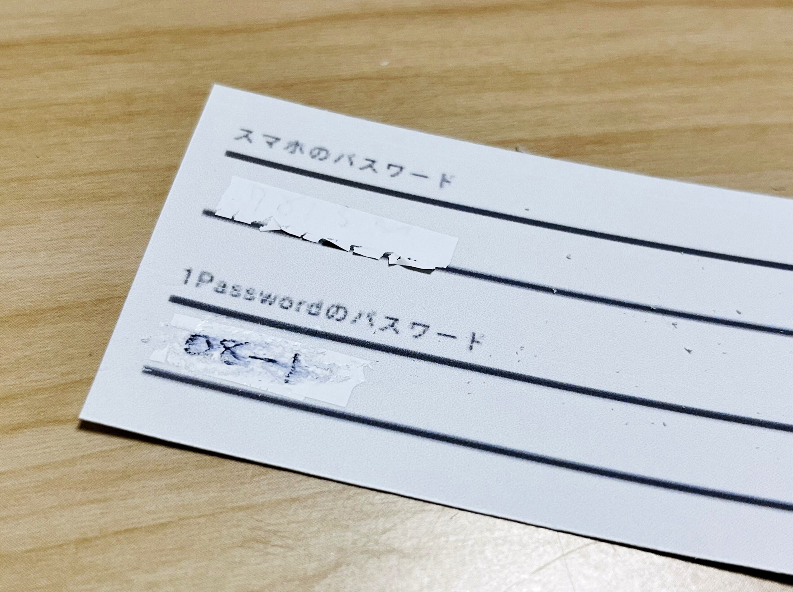 パスワード管理カード